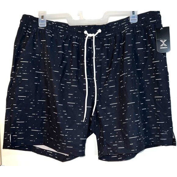 New Xersion Men's XXL Black & White Drawstring Swim Shorts - Picture 1 of 3
